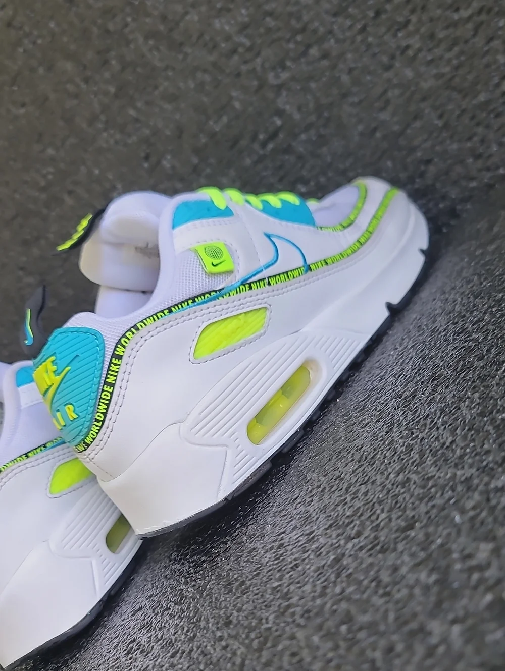 Nike Air Max 90 SE 🔥🔥 'Worldwide Pack-Blue Fury Volt' Wmns 6.5 Fast Shipping